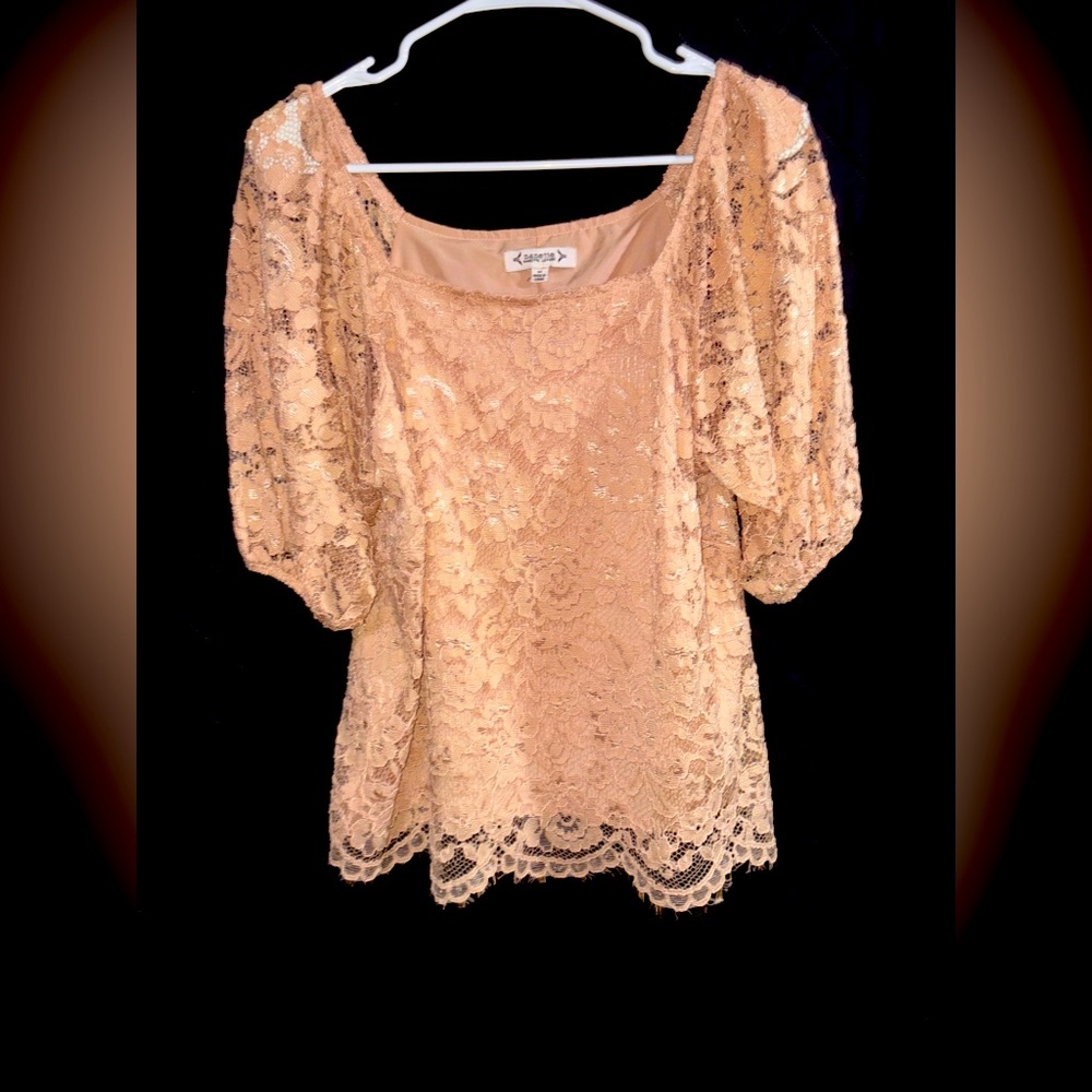 Elegant Lace Women's Top in Tan Tote #8
